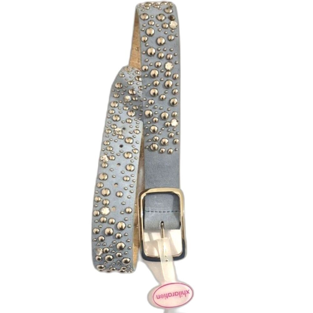 Y2K Vintage Xhilaration Baby Blue Suede Studded Belt McBling Deadstock S Pastel